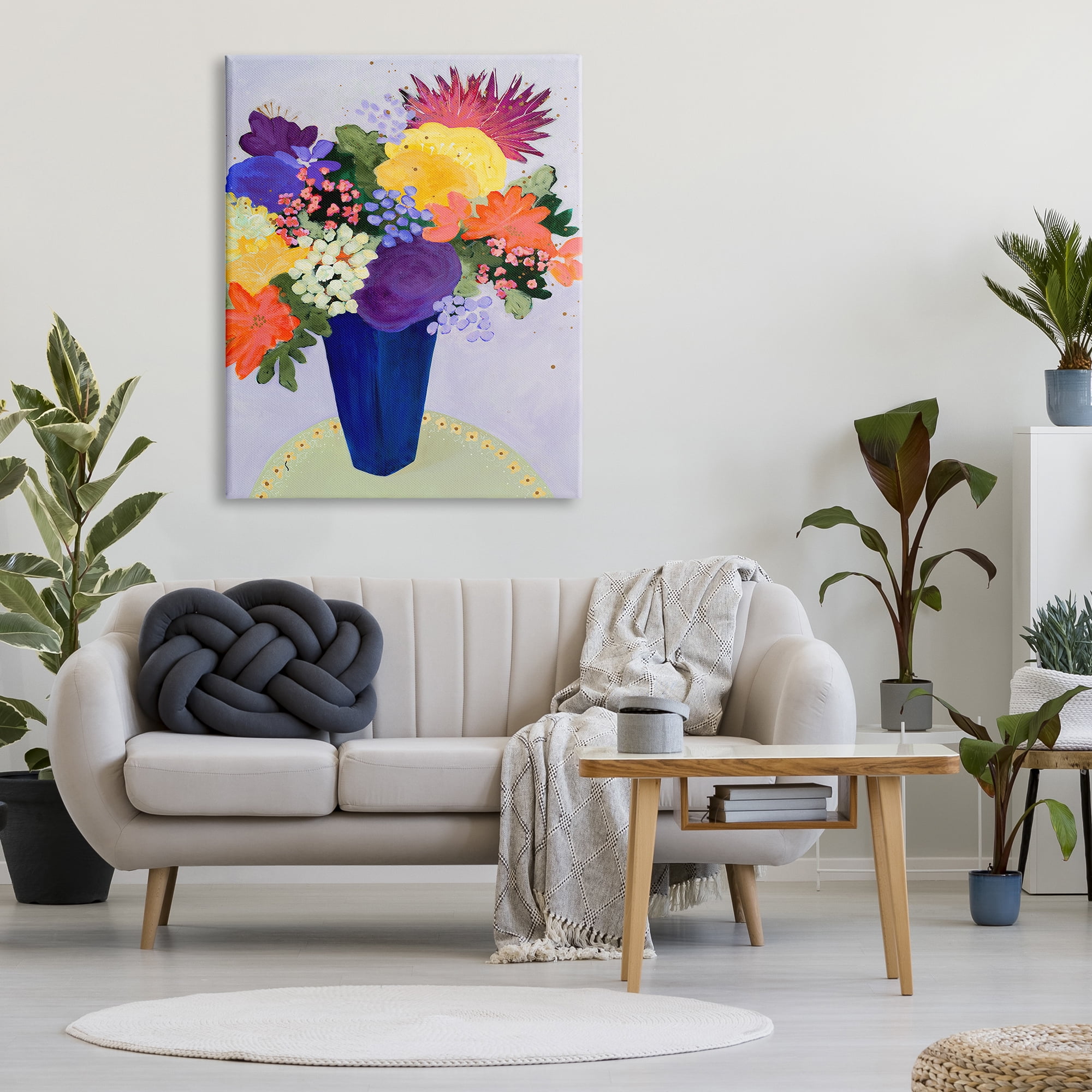 Stupell Industries Vivid Tropical Floral Arrangement Abstract Purple Orange Flowers, 36 x 48, Design by Ruth Fromstein