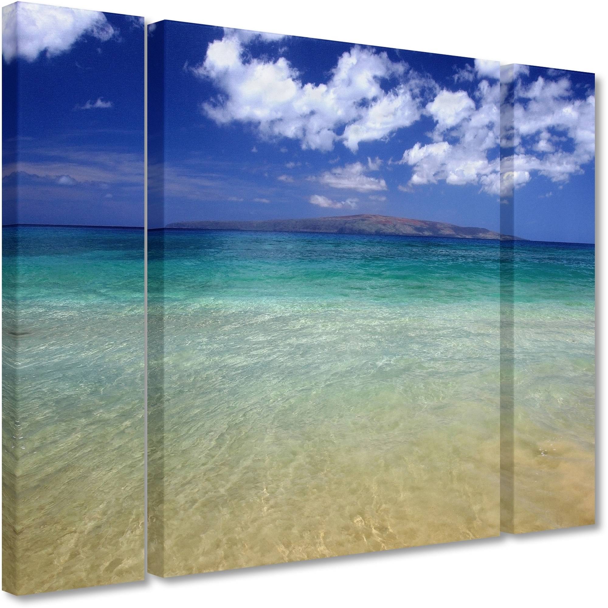 Trademark Fine Art "Hawaii Blue Beach" Canvas Art by Pierre Leclerc Three Panel Set