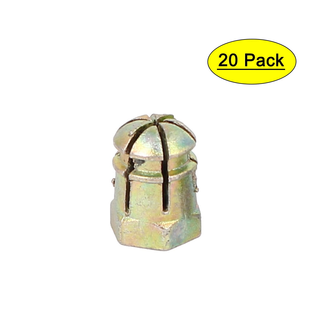 M6 Female Thread Alloy Expanding Nuts Preinserted Nut Bronze Tone