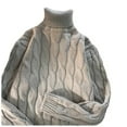thumbnail image 2 of Autumn Winter Men's Thick Sweater Thick Solid Color Turtleneck Collar Long Sleeve Warm Basic Classical Knit Sweater, 2 of 5