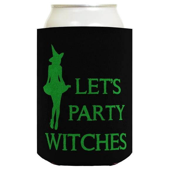 ThisWear Funny Halloween Beer Coolie Let's Party Witches Sexy Witch Costume Accessory 2 Pack Can Coolie Drink Coolers Coolies Black
