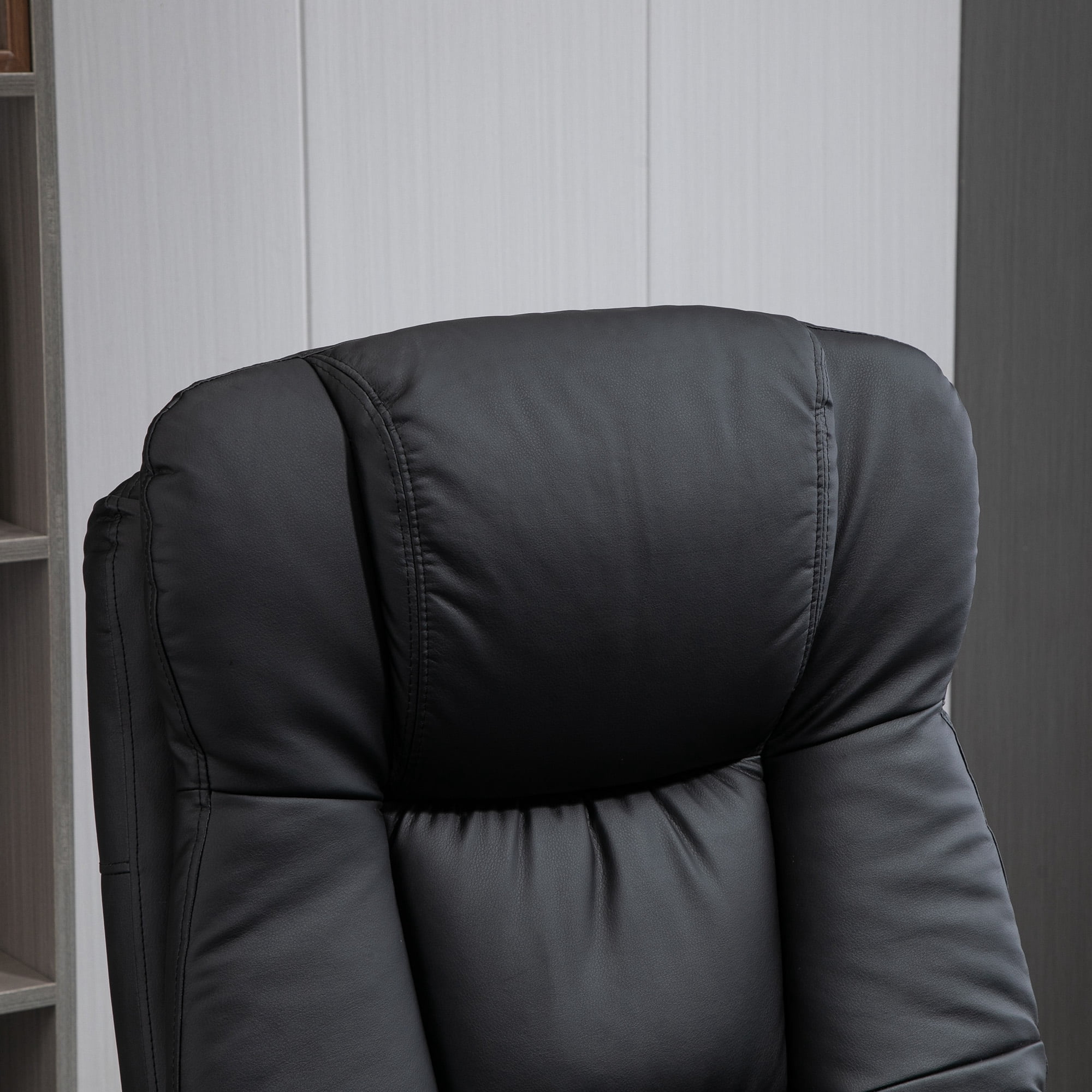 Massage Office Chair with Ottoman, PU Leather Recliner, 135° Recline, Black