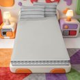 thumbnail image 4 of Erosebridal Linear Geometric Zipper Twin Comforter Sets with Fitted Sheet and 2 Pillowcases,Minimalist Lines Zipper Bedding Set,Light Gray Reversible,4 Pieces, 4 of 7
