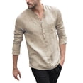 thumbnail image 1 of Men's Shirts Button Down Long Sleeve Solid Color Loose Ribbed Ruffles Brown Going Out Fall Tops size XXL, 1 of 4
