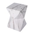 thumbnail image 6 of Geometric Hourglass Accent Table - White Marble Faux Finish, Indoor/Outdoor Side Table, 6 of 10