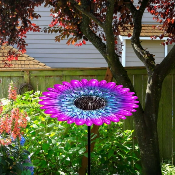 Foqnuq Metal Flower Bird Bath Feeder 24cm x 50cm Stylish Outdoor Garden Water Station Easy Installation Durable Design