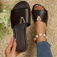 thumbnail image 2 of THDHVS Black Sandals Women,Sandals for Women 2025,Women Dressy Summer Flat Comfortable Fashion Beach Cute Ladies Slides Leather Casual Dress Women's Sandals 2025 Black 6.5, 2 of 9