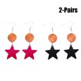 thumbnail image 1 of 2 Pairs Drop Earrings Decorative Heart Loop Triangle Star Pendant Wooden Earrings Dangle Earrings, 1 of 5