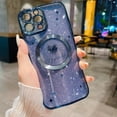 thumbnail image 4 of iPhone 14 Pro Max Magnetic Case, Compatible with MagSafe, Luxury Plating Cute Love Heart Bling Star Phone Case for Women Girls, Soft TPU Full Camera Shockproof Protective Clear Case (Blue), 4 of 15