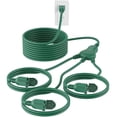 thumbnail image 1 of Cable de extensión para exteriores PLUGTUL, 42 pies, 1 a 3, divisor verde, 1 of 8
