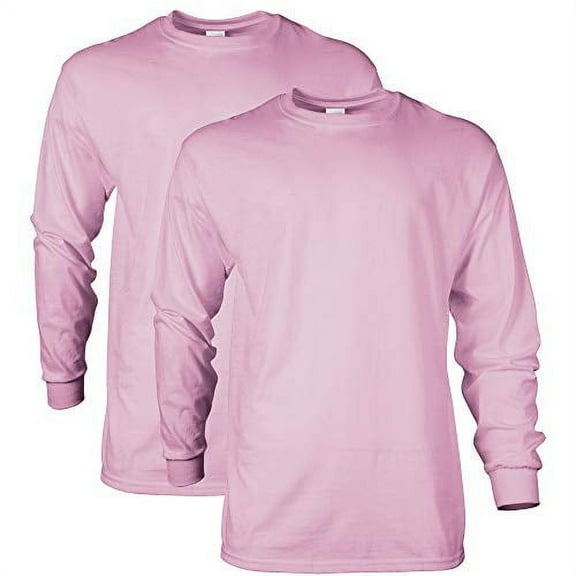 Gildan Men's Ultra Cotton Long Sleeve T-Shirt, Style G2400, Multipack, Light Pink (2-Pack), X-Large