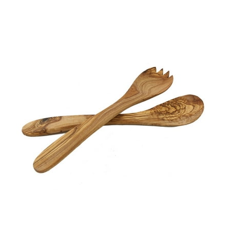 Decorative Salad Server - Tramanto Olive Wood Salad Server Set, 12 inch (French)