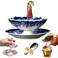 thumbnail image 1 of 2026 New Umbrella Tea Strainer, Elegant Tea Strainer Filter Set with Unique Umbrella Shape, Chinese Blue & White Porcelain Ceramic Teas Infuser with Rotating Design for Kung Fu/Coffee/Brewing (Blue), 1 of 7