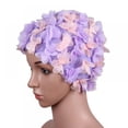 thumbnail image 2 of 2 Pack Fashionable Swim Cap Floral Petal Stylish Swimming Hat Bathing Caps for Women, 2 of 4