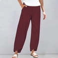 thumbnail image 2 of frariair ​Breathable Cotton Linen House Pants For Women Relaxed Fit Pull On Design For All Day Home Comfort And Light Errands​ Wine, 2 of 5