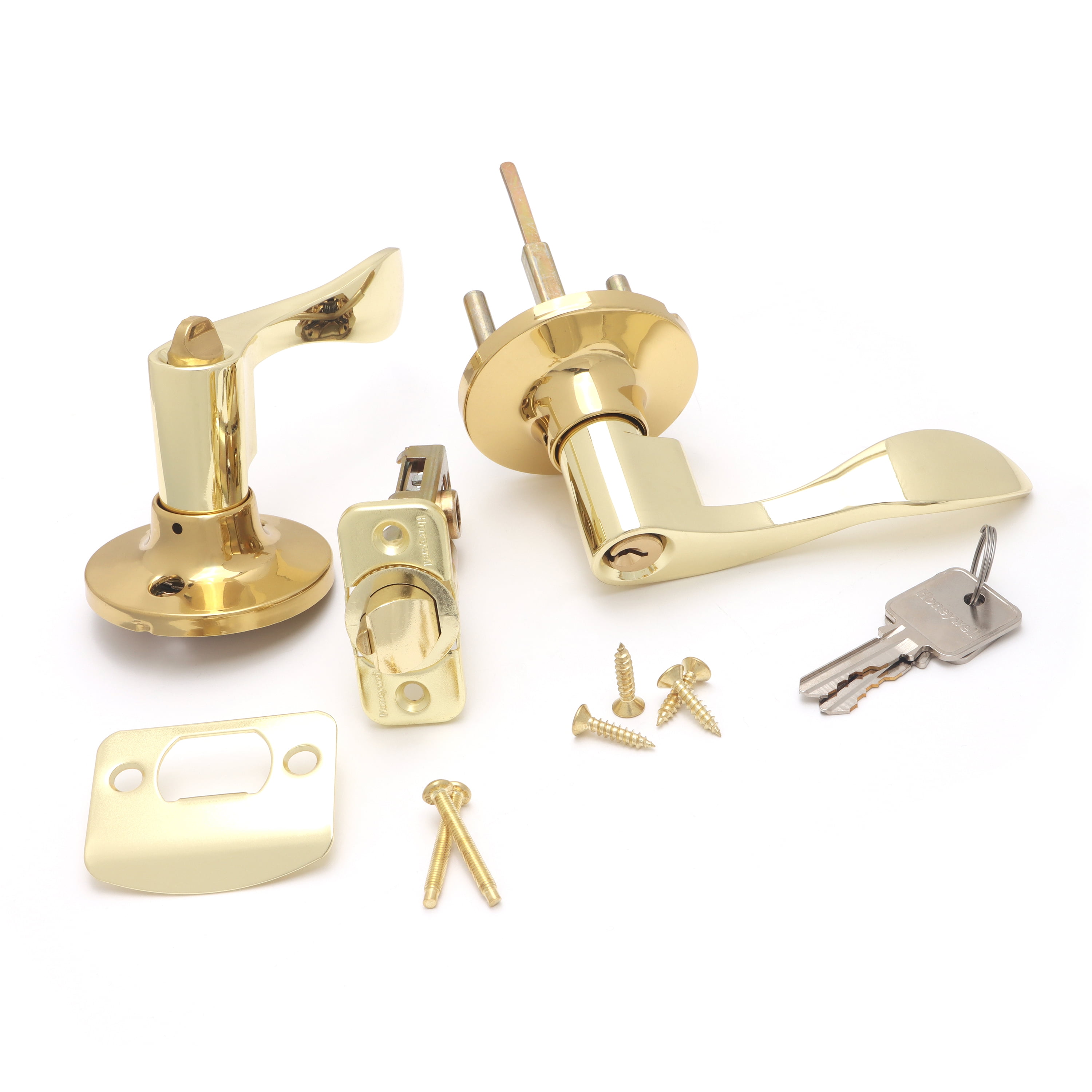 Honeywell Wave Entry Door Lever, Polished Brass, 8106001 Honeywell Wave Entry Door Lever, Polished Brass, 8106001