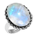 thumbnail image 1 of 925 Silver Ring For Women - Girls White Real Rainbow Moonstone Stone Silver Ring Size 11 June Birthstone Handmade Silver Ring Size 11 Gift For Mother On New Year 925 Gemstone Silver Jewelry, 1 of 6
