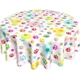 thumbnail image 2 of Boho Floral Round Tablecloth,Colourful Hand Painted Abstract Floral Geometric Art Aesthetics Prints Waterproofing Clean Easy Tablecloth for Kitchen Restaurant Outdoor Picnic Party 60in, 2 of 6