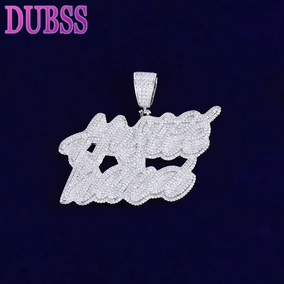 DUBSS Iced Out Hustle Hard Necklace Pendant for Men Real Copper Gold Plated Hip Hop Jewelry