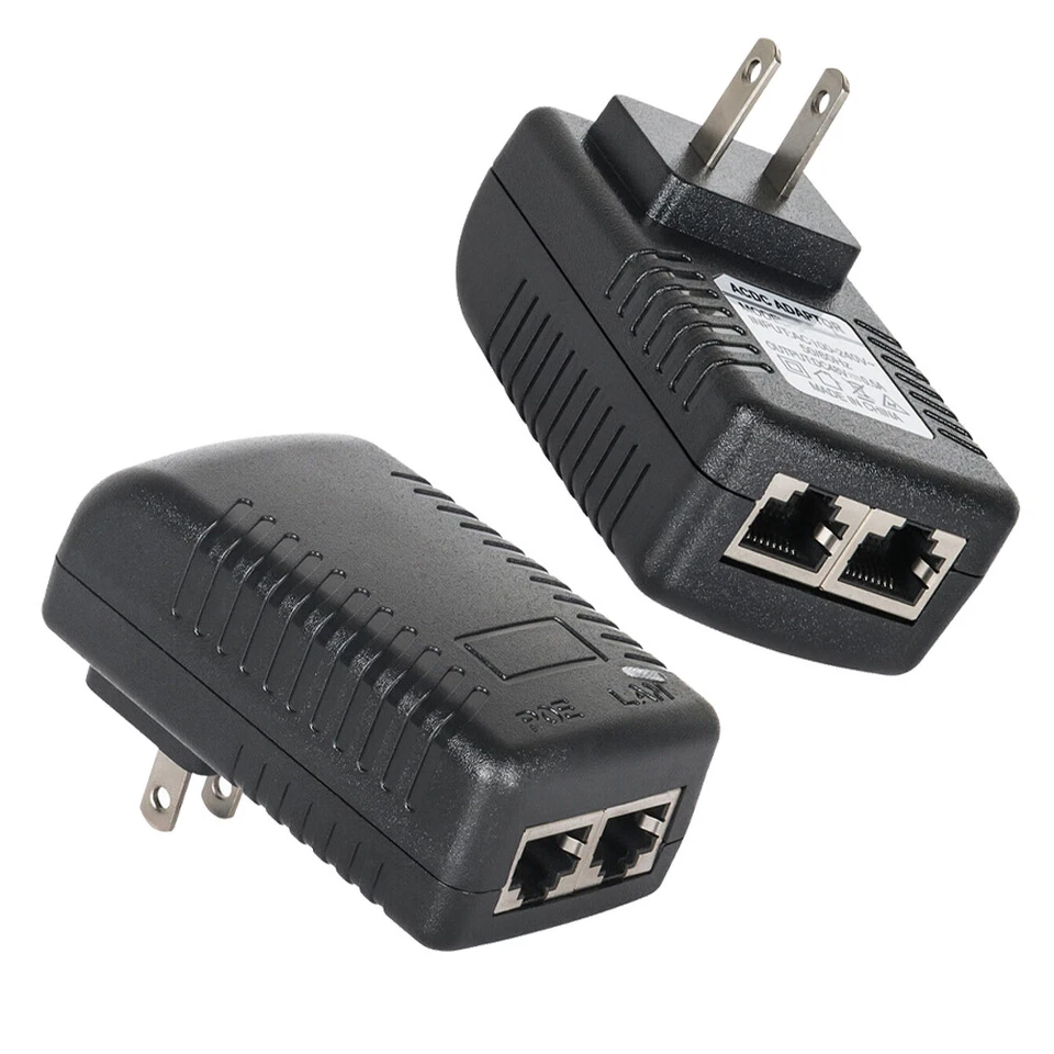 2Pc Poe Injector 48V 0.5A Power Over Ethernet Adapter For Poe Ip Camera Switch