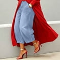 thumbnail image 2 of LEAVINGSUO Plus Size Wide Leg Denim Pants for Women Women's Solid Color Casual High Waist Loose Jeans With Pocket Sky Blue XL, 2 of 2