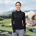 thumbnail image 4 of OIUUAK Women's Athletic Running Yoga Gym Track Zip Up Cropped Jackets UPF 50+ Sun Protection Long Sleeve Workout Shirts Quick Dry Sun Shirt Hiking Outing, Black, 4 of 9