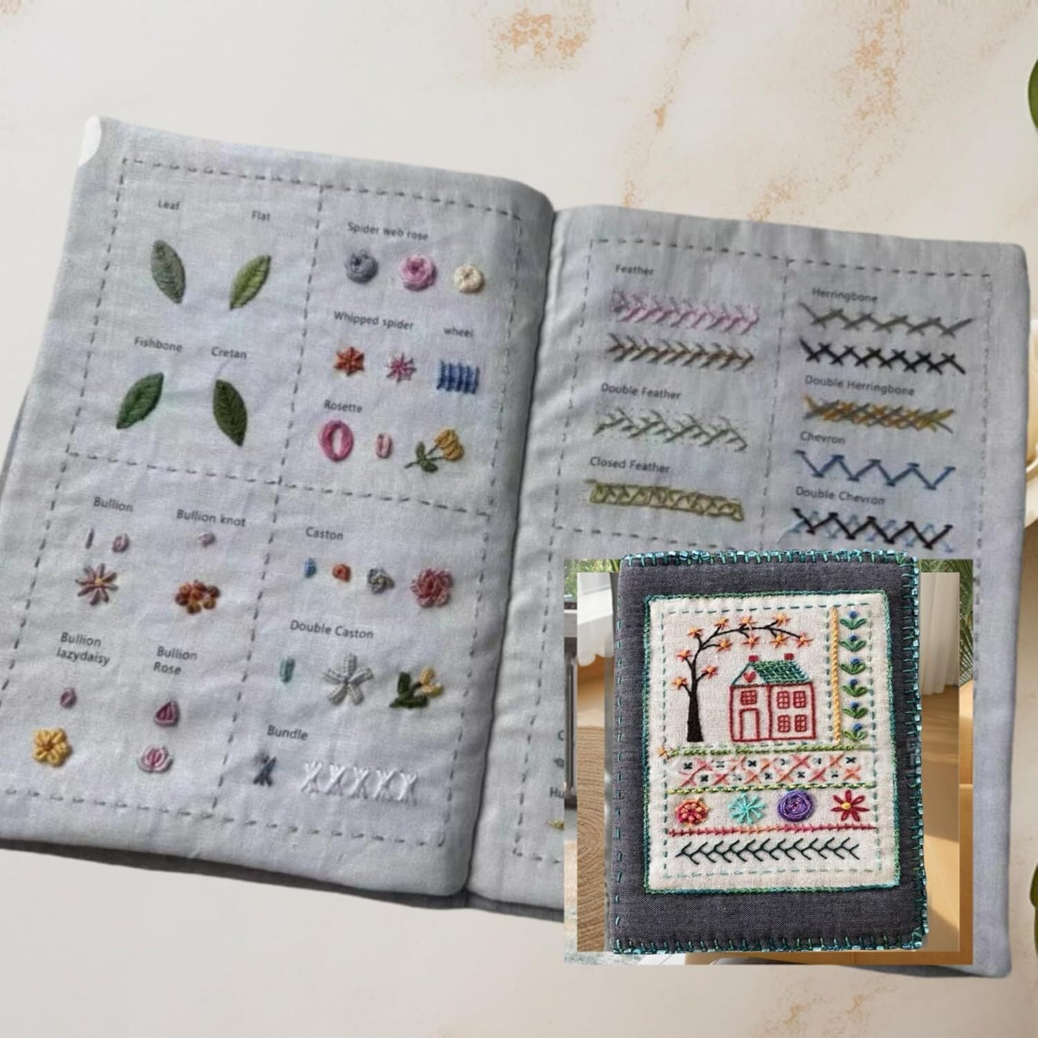 DIY Embroidery Stitch Book Kit, Portable All Scenario Embroidery Stitch Book & Sewing Kit, Embroidery Practice Book for DIY and Sew Enthusiast