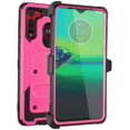 thumbnail image 1 of Mignova for Motorola G8 Case,[Built-in Screen Protector][Kickstand] Heavy Duty Rugged PC Back &Soft TPU Inner Armor Swivel Belt Clip Holster Protective Case for Motorola G8 6.4 Inch(Pink), 1 of 6