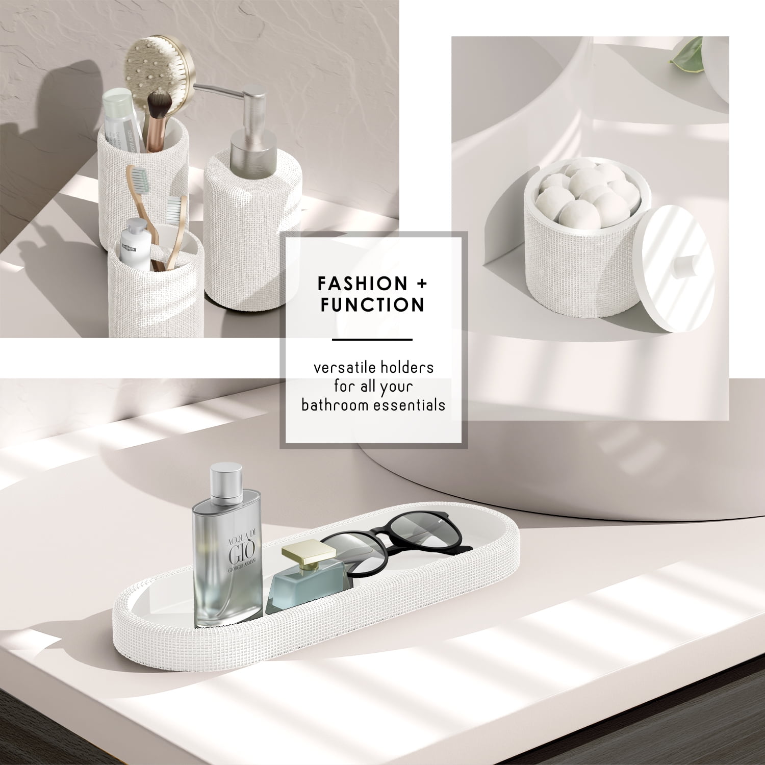 Hearth & Harbor 19 Piece Bathroom Sets with Shower Curtains and Bathroom Accessories, White
