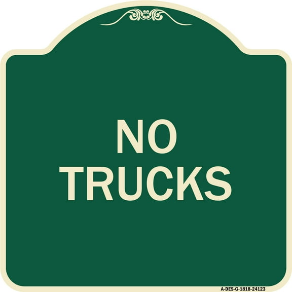 SignMission Designer Series Sign - Driveway Sign No Trucks | Green & Tan 18" X 18" Heavy-Gauge Aluminum Architectural Sign | Protect Your Business & Municipality | Made in the USA
