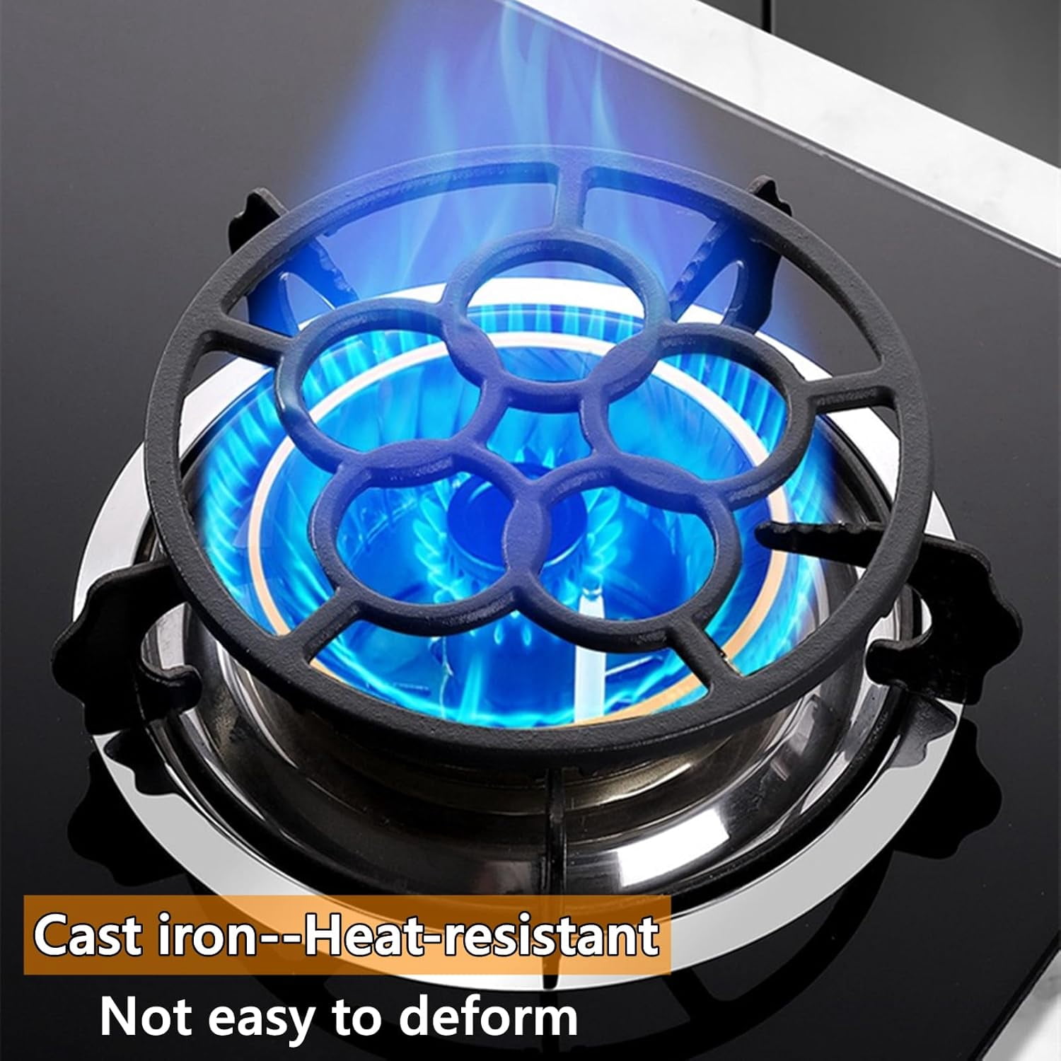 ABCISI Cast Iron Wok Support Ring Stovetop Stand, Non Slip Gas Ring Reducer for Moka Pot Coffee Pot Small Saucepan, Reducer Ring Holder Trivets for Gas Stove Camping Stove