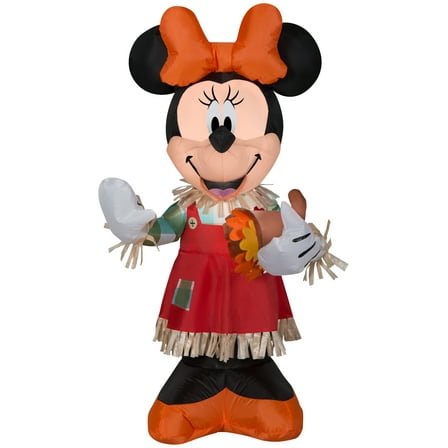 Gemmy Airblown Inflatable Minnie Holding Cornucopia Disney , 3.5 ft Tall, Orange