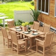 thumbnail image 2 of WestinTrends Malibu 7 Piece Outdoor Dining Set, All Weather Poly Lumber Patio Table and Chairs Furniture Set, 71" Trestle Dining Table with Umbrella Hole and 6 Arm Chairs, Teak, 2 of 7