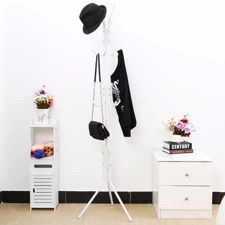 Tree Coat Hat Rack Stand - 3-Tier Metal Coat Hat Rack Tripod Stand Hall Tree 12 hooks