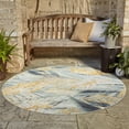 thumbnail image 3 of Unique Loom Outdoor Botanical Collection Area Rug - Winnow (4' 1" Round Gray Ivory Yellow), 3 of 9