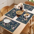 thumbnail image 5 of Navy Blue Flowers Placemats Set of 12 Spring Floral Elegant Pastoral Botanical Place Mats Indoor Wipeable Table Mats Washable Dining Table Placemats for Kitchen Holiday Party Home Decor 13x19 Inch, 5 of 9
