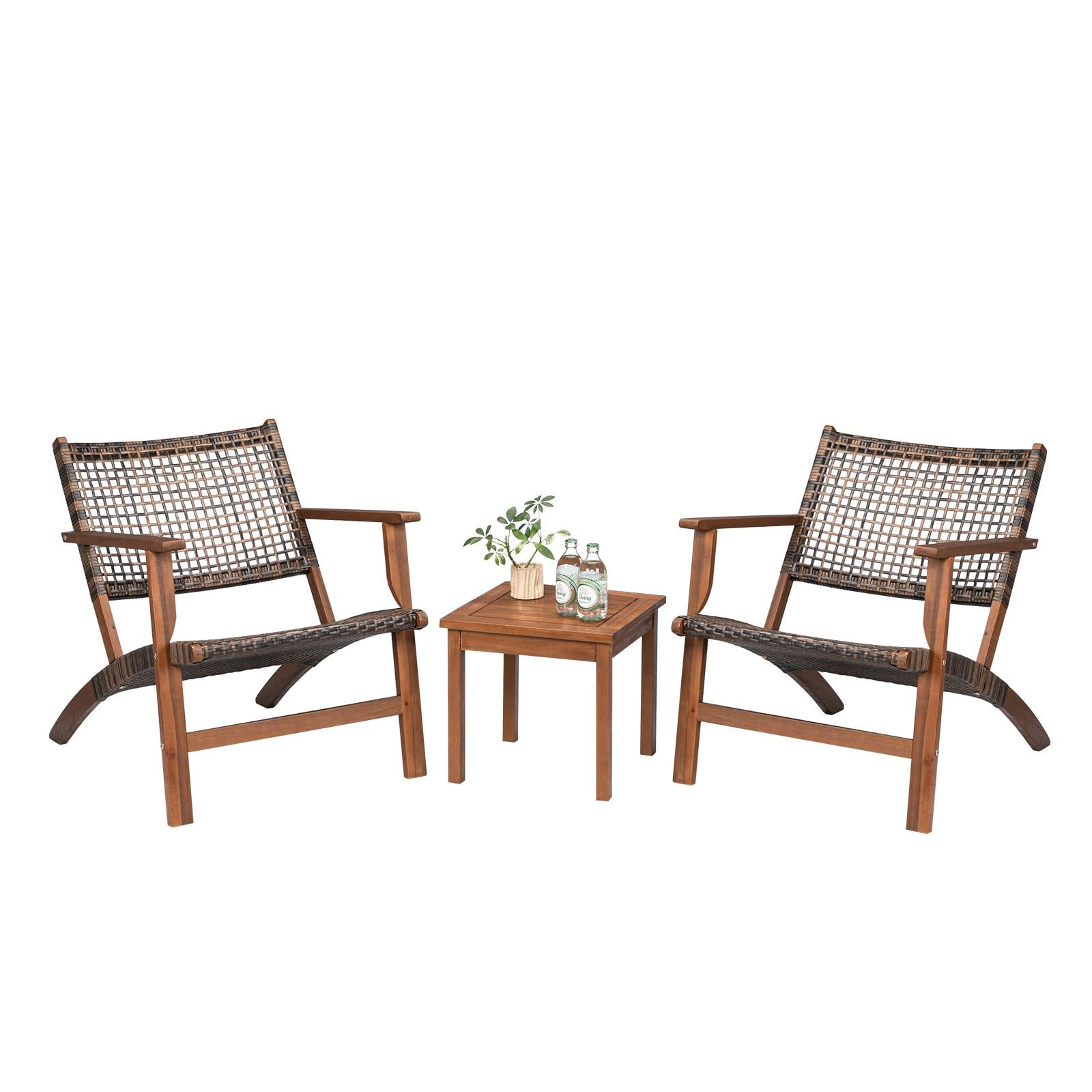 Zimtown Outdoor Wood Furniture Set Bistro Set with Coffee Table, for