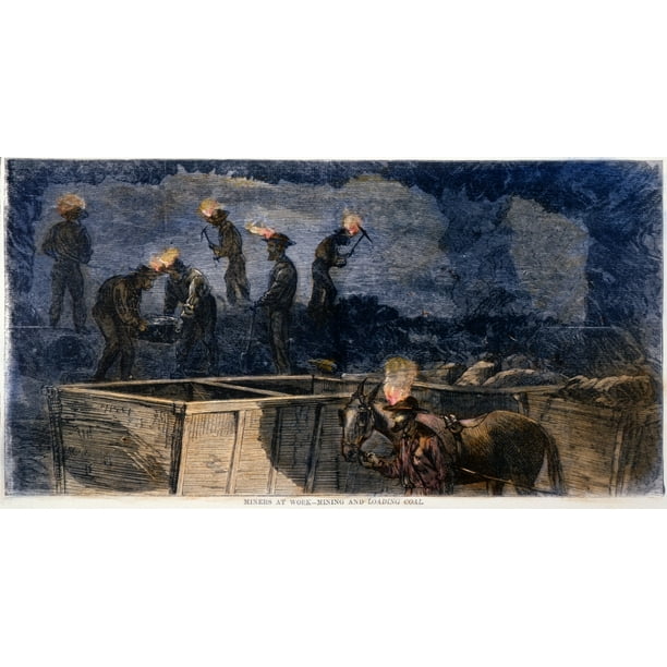 Stretched Canvas Art - American Coal Mine 1869./Npennsylvania Coal