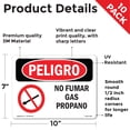 thumbnail image 2 of No Smoking Propane Spanish OSHA Danger Vinyl Decal Label 10 Inch x 7 Inch - 10 Pack, 2 of 6