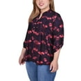 thumbnail image 3 of NY Collection 3/4 Roll Tab Sleeve Y-Neck Top, 3 of 3