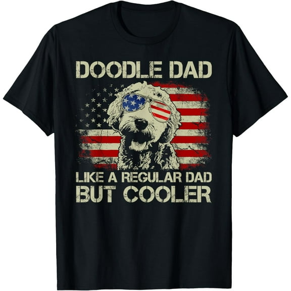 Doodle Dad Goldendoodle Regular Dad But Cooler American Flag Mens T-Shirt