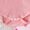 thumbnail image 6 of Paguaki Girl Clothes Summer Clothes Newborn Baby Girl Summer Clothes Ribbed Ruffle Short Sleeve Romper Daisy Suspender Overall Shorts 2Pc Outfits, 6 of 8