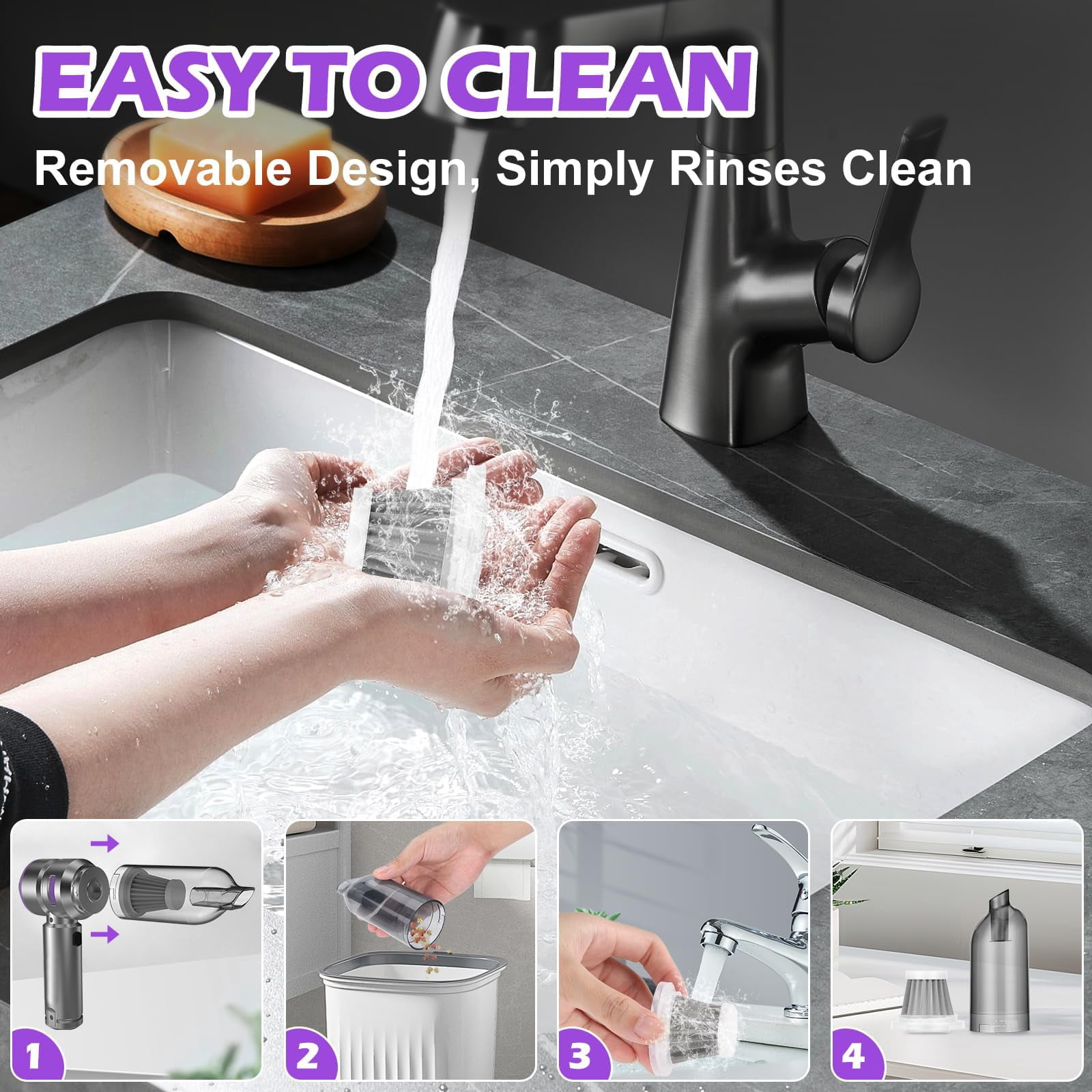 22000PA High Power Mini Car Vacuum Cleaner, Rechargeable Handheld Cordless Vacuum & Compressed Air Duster, Portable Car & Home Cleaning Tool