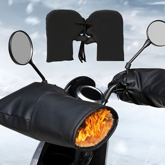 TELOLY Motorcycle Handlebar Gloves,Snowmobile/Scooter Handle Grip Gauntlets,Winter Warmer Thermal Cover Gloves,Waterproof Riding Mittens For Cold Weather
