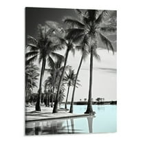 Creowell Black and White Hawaii Beach Landscape Canvas Wall Art Palm Tree Pictures Wall Decor 16"x20"in