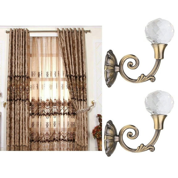 Nomeni Hooks Clearance, 2X Large Metal Crystal Glass Curtain Holdback Wall Tie Back Hooks Hanger Holder Apartment Essentials Khaki
