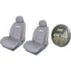 2 Gray Synthetic Leather Sideless Seat Covers & Gray Steering Wheel Cover Set Car Truck SUV for Jeep