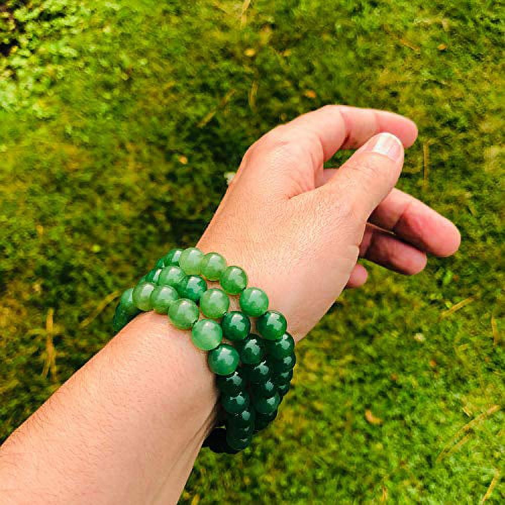 Burmese Genuine Jade Bracelet Round Beads 18 mm Carved Every Grain, White  Green | eBay