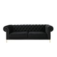 thumbnail image 3 of Arlette Sofa Black Velvet  Button Tufted Gold Nailhead Trim Sinuous Springs, 3 of 11