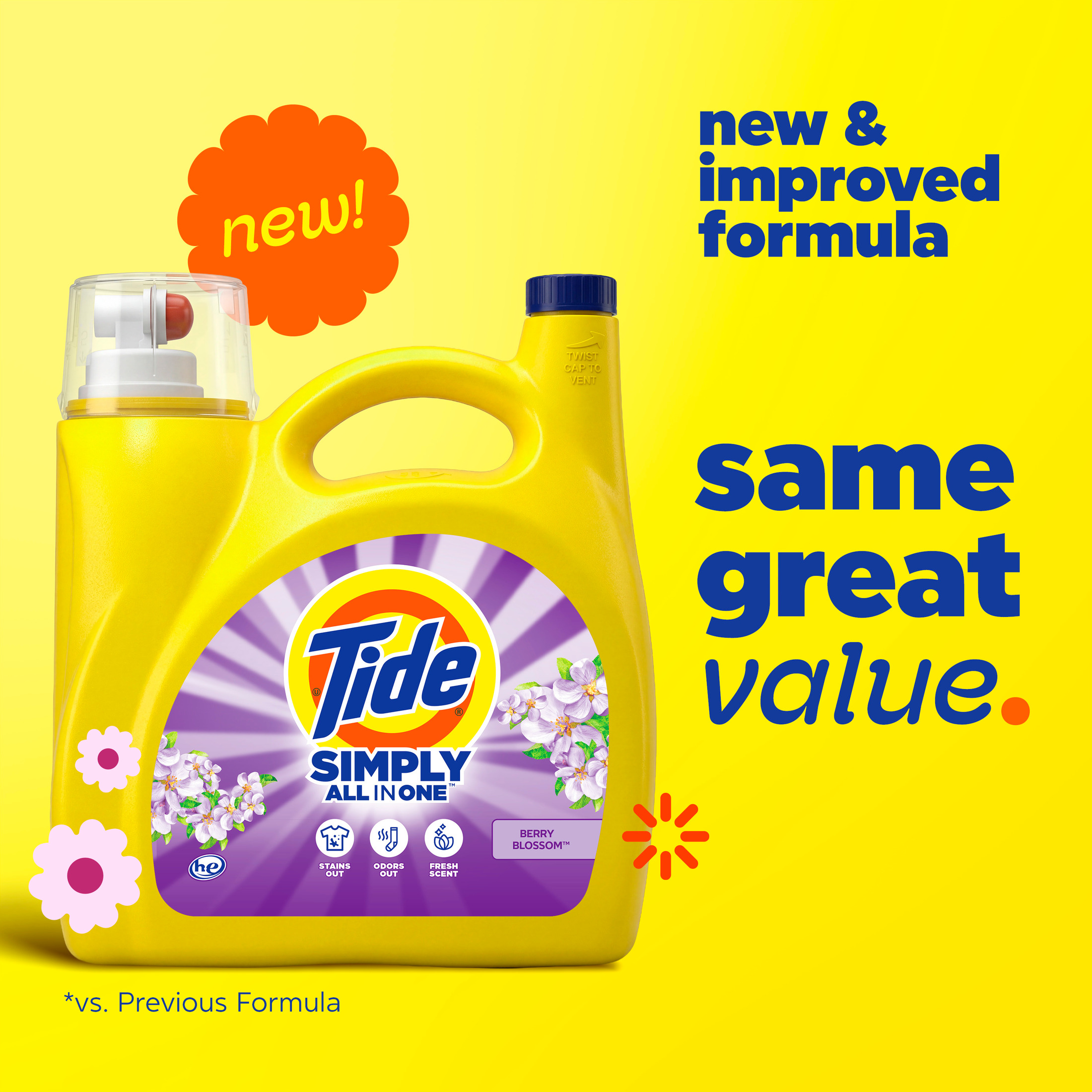 Tide Simply Clean & Fresh Berry Blossom, 107 fl oz photo 3